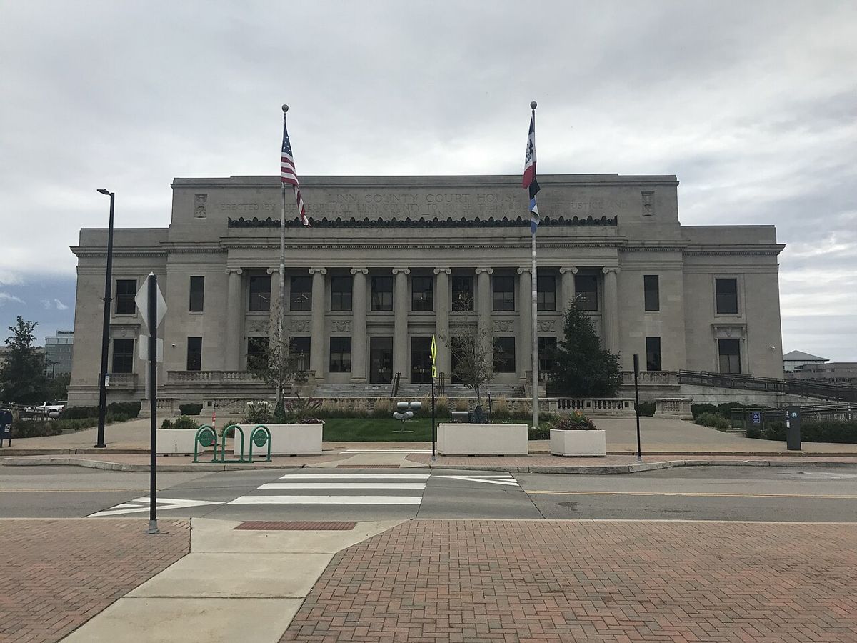 The Linn County Courthouse on May's Island in Cedar Rapids